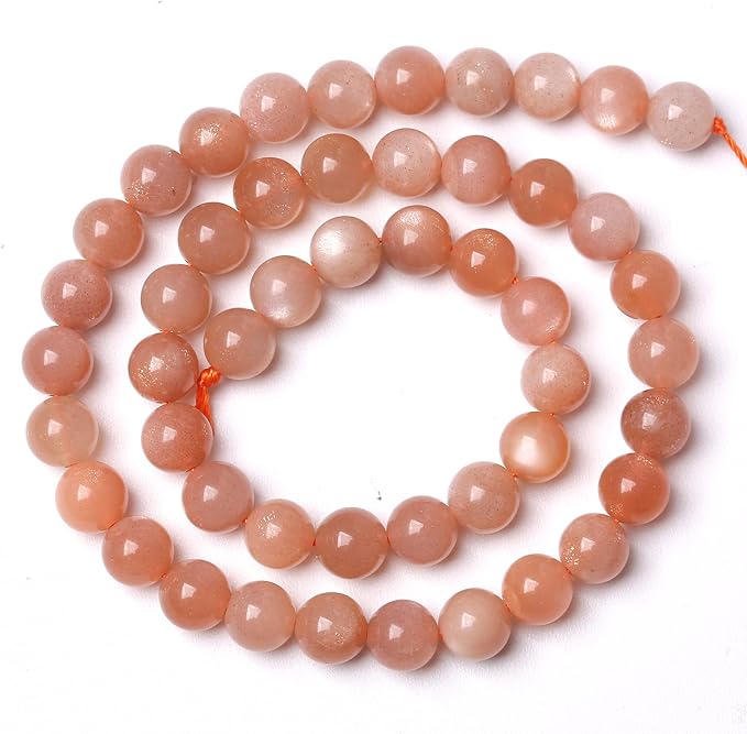 45pcs 8mm 7A Natural Orange Sunstone Round Loose Spacer Beads for Jewelry Making DIY Bracelets Necklaces Healing Energy Stone Beads (8mm, 7a Suntone)