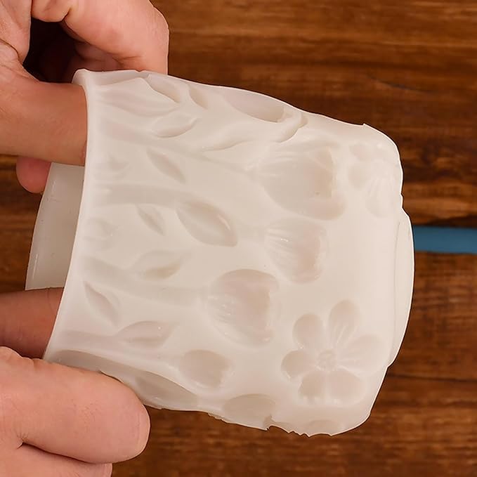 Tulip Flower Cylinder Flower Resin Mold - Resin Casting Silicone Molds for Home Decor & Candle Making Wave Spiral Mold