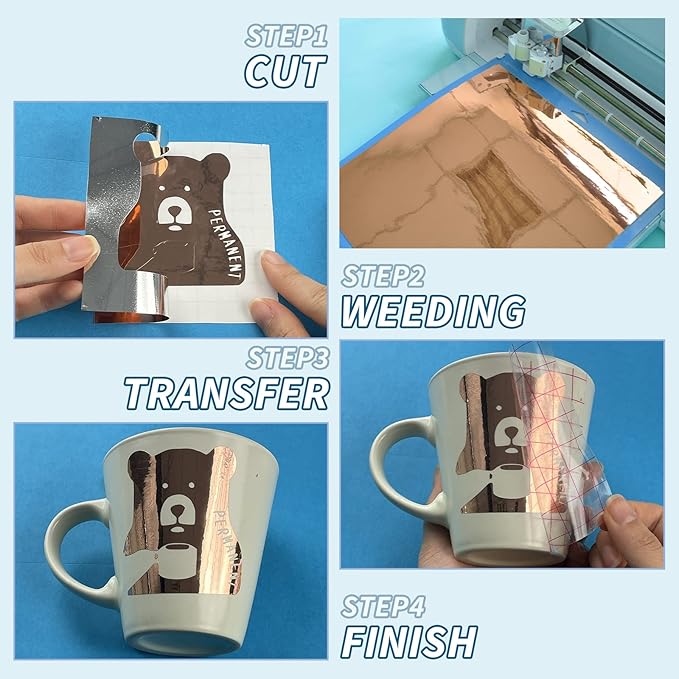 Lya Vinyl Rose Gold Permanent Vinyl Roll 12" x 12FT Metallic Outdoor Permanent Vinyl - Adhesive Vinyl Roll for Home Decor, Party Decoration, Mug, Window