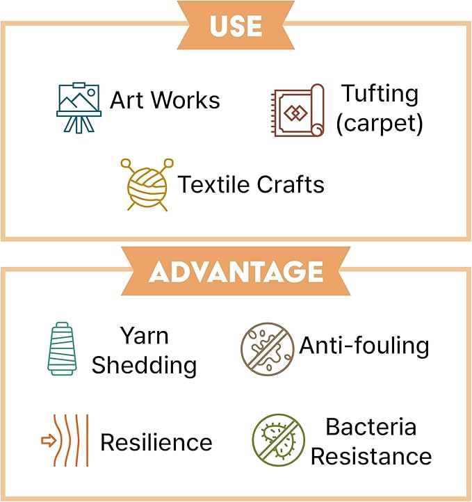 And-et DuraTuft Yarn 45 Vibrant Colors Tufting Nylon Yarn Pack - Ideal for Crochet, Craft Projects -100% B.C.F. - 3 Cones x 1.66lbs -180yards -Perfect for Rug Weaving and Knitting (23 Pale Pink)