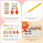 Noocro Crochet Kit for Beginners or Intermediate Level, Fuzzy Granny Square Bucket Hat, Step by Step Video Tutorial, Detailed Instruction Complete Kit Craft Supplies Holiday Gift