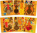 Turkey Stickers 24 PCS Thanksgiving Stickers for Kids, Make Your Own Turkey Sticker Sheets for Thanksgiving Party Favors DIY Crafts Sticker Classroom Teacher Reward