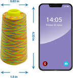 Rainbow Variegated Serger Thread, All-Purpose Thread for Sewing, Polyester, 4 Cones of 3000 Yards Each Spool for Sewing Machine