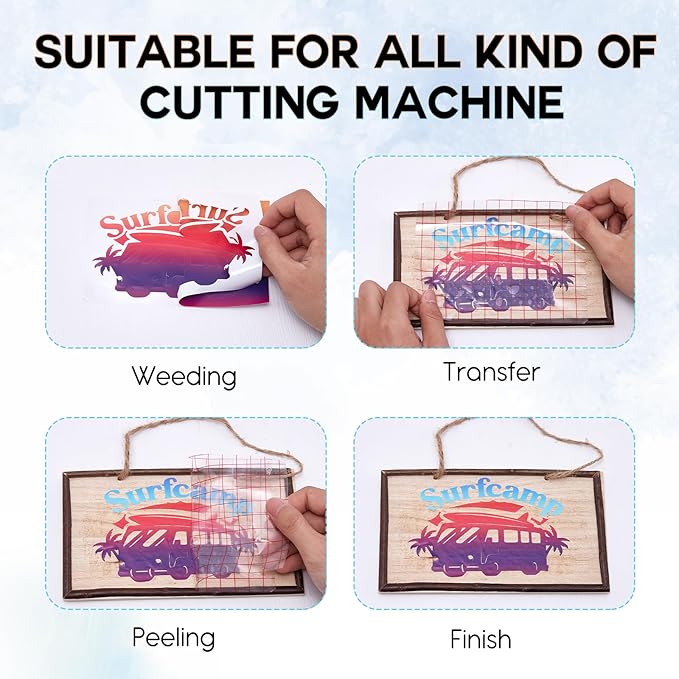 Tintnut Purple Orange Permanent Vinyl - 8 Sheets 12"x10" Gradient Adhesive Self Sticker, Ombre Glossy Self Sticker Water Proofing Vinyl Compatible with Cricut Or Silhouette