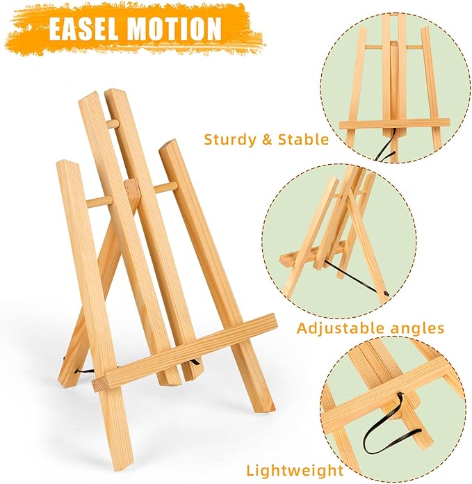 10 Pack 11.8" Wooden Easel, Easel Stand for Painting, Tabletop Easel for Artist/Students/Beginners, Portable Canvas Photo Picture Sign Holder