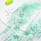 Beaded Pearl Flower Fabric Lace Applique, Floral Embroidered Patches Handmade Sewing Tool for DIY Neckline Bodice Wedding Bridal Prom Dress(Green-Small)