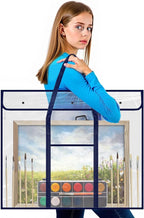 3 Pcs Large PVC Poster Storage Bag, Bulletin Board Holder, Art Portfolio Case with Pockets, Transparent Organizer for Teacher Classroom Organization, 3 Color (25" X 31")