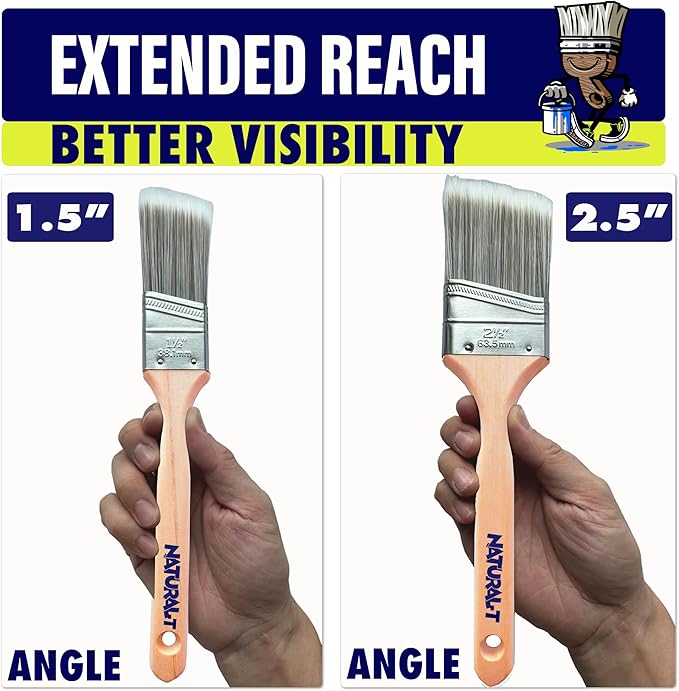 Natural-T Paint Brushes, 5-Pack, Paint Brush Set, Paint Brushes for Walls,Deck Paint for Wood，Furniture Paint,Oil Paint Set,Upgrades Household Essential Interior &Outdoor Walls.