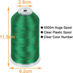 New brothread - Single Huge Spool 5000M Each Polyester Embroidery Machine Thread 40WT for Commercial and Domestic Machines - Christmas Green