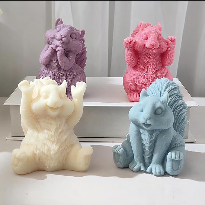 Squirrel Candle Mold - Resin Casting Silicone Molds for Home Decor & Candle Making Wave Spiral Mold