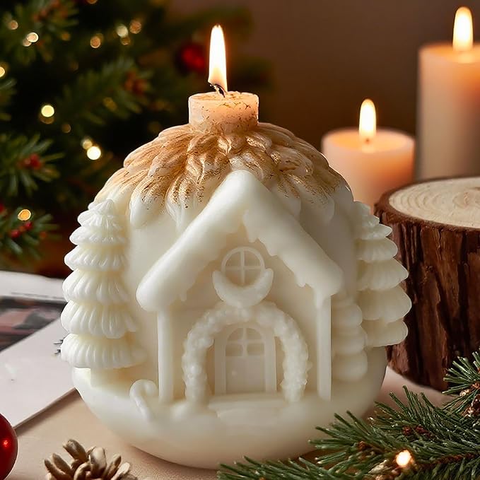 Christmas House Christmas Cylinder Candle & Resin Mold - Resin Casting Silicone Molds for Home Decor & Candle Making Wave Spiral Mold