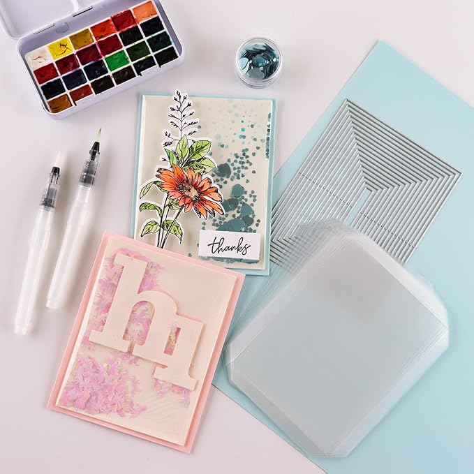 10 Pack Flat Shaker Covers for Card Making - 3.5inch Square Transparent Acetate Sheets for Shaker Cards - Arts & Crafts Projects DIY Scrapbooking Supplies