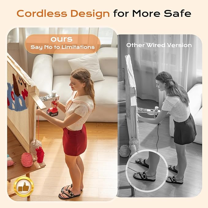 BESGEER Cordless Rug Tufting Gun with Carpet Trimmer Kit, Tufting Gun Starter Kit with 2pcs 4.0Ah Batteries，2 in 1 Cut Pile and Loop Pile Tufting Gun, with Tufting Cloth and Yarn Beginners