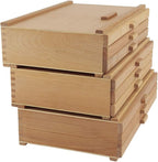 Creative Mark Pastel Storage Box, 3 Drawer Wood Box with Foam Lining, Sturdy and Stackable Art and Craft Supplies Storage Box for Artist Tools, Pens, Pencils and More, Natural Finish