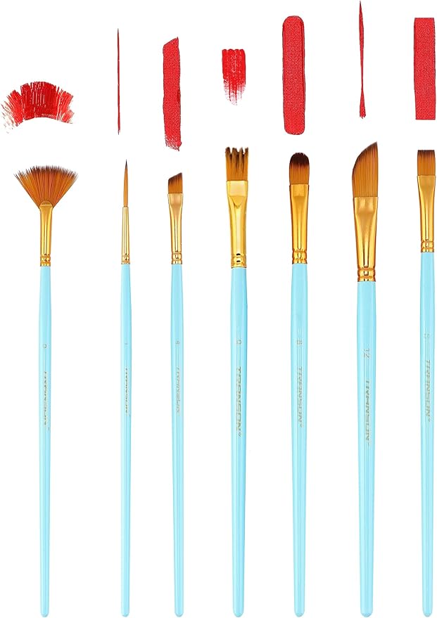 Transon Art Painting Brush Assorted Set of 12 for Acrylic Watercolor Gouache Hobby Painting