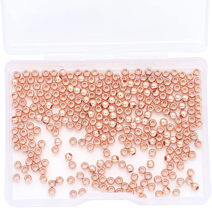 Rose Gold Plated Round Spacer Beads 3mm 300pcs for Jewelry Making Findings Non Tarnish