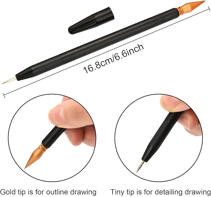 Scratch Painting Art Tool, 11 Pieces Scratching Drawing Tool Set, Including Artist Glove, Tool Bag, Scratch Coloring Pens, Plastic and Wooden Stylus, Scraper, Clean Brush