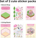 Fuzzy Friends Coloring Book with 2 Sets of Miniature Sticker Scenes for Adults & Teens