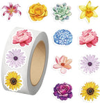 500PCS Flower Stickers 10 Styles Sticker Rolls Cartoon Flowers Stickers Flower Party Favors Waterproof Vinyl Stickers(500 Per Roll)