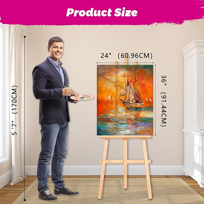 Stretched Canvas for Painting, 2Pack 24X36 Large Canvas for Painting, 12Oz Triple Primed 2/3" Profile Cotton Professional Artist Quality Blank Canvas Frame, Art Canvases for Oil,Acrylic Paint,Gouache