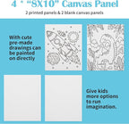 Falling in Art Tabletop Easel Set, Portable Wooden Art Easel Painting Kits for Kids, Easel for Painting Canvases, Including 12 Colors Acrylic Paints, 10 Paintbrushes and 4 Canvas Panels, Yellow