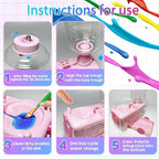 Paint Brush Cleaner with Paint Tray, Water Circulation Brush Rinser with Brush Holder, Watercolor/Oil and Water-Based Paint Brush Cleaner Tool, 400ml Capacity, Train Design, Gift for Artist Beginners