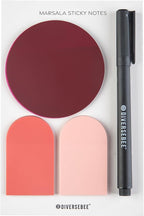 DiverseBee Transparent Sticky Notes (Includes Quick Dry Pen), Cute Clear Sticky Tabs, Translucent Page Flags Book Markers Stickers, Planner Accessories Bible Journaling Study Office Supplies (Marsala)