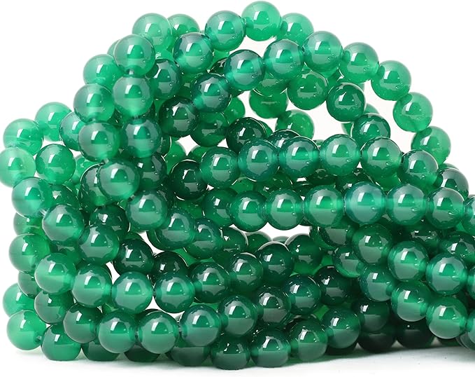 45PCS 8mm Green Agate Gemstone Round Loose Beads for Jewelry Making 1 Strand 15"
