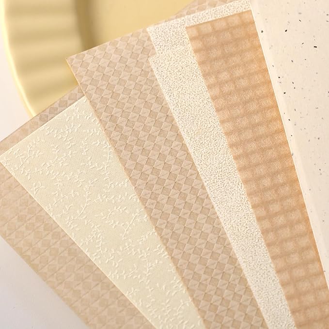 LewuwoPoing 30 Sheets Textured Art Paper Assorted Set 5.8x8.3 Inch A5 Mixed Special Craft Paper for Scrapbooking Junk Journaling Supplies dialy Plan Gift Card Embellishments Work (Beige)