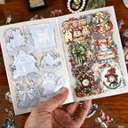 Vintage Christmas Scrapbook Stickers for Scrapbooking Supplies, 20 Sheets Precut PET Sticker Book for Journaling, Junk Journals, Collage, Card Making, Bujo, Crafts Arts