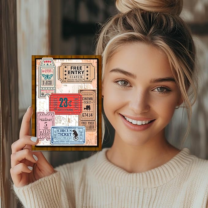 GLOBLELAND Vintage Ticket Clear Stamp for Scrapbooking Train Airplane Tickets Silicone Stamps Tag Frame Transparent Stamp for Card Making DIY Embossing Journaling