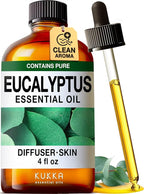 KUKKA Eucalyptus Essential Oils - 4 Fl Oz - for Hair, Skin, Diffuser, Aromatherapy & DIY Soap Making Scent