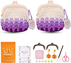 KANALOA Crochet Kits for Beginners - Handmade Craft DIY Knitting Set with Yarn,Hooks,Video Tutorials - Nice Gifts for Adults,Women - Mini Vintage Kisslock Wallet Coin Change Purses Pouch Storage Bag
