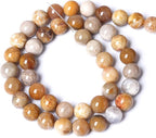 12pcs 32mm Natural Coral Jade Chrysanthemum Stone Beads Round Loose Beads for Jewelry Making,DIY Bracelet Necklace
