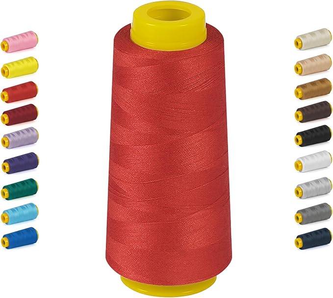 Big Red Thread for Sewing, 1800 Yards Serger Thread Cones, All Purpose Polyester Thread 40s/2 for Serger&Overlock, Quilting, Piecing, Sewing Machine