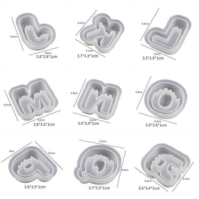 26-Pack Small Matte Letter Mold Set - Alphabet, Animal & Clay Molds for Resin Casting, Candle Making & Home Decor