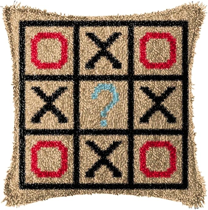 LAPATAIN Latch Hook Kits for Adults Kids,Heart Shaped Pattern Color Printed Canvas DIY Throw Pillow Cover,Beginners Handmade Needlework Crafts Home Decoration 17x17inch LT1