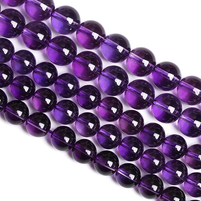 10MM 38PCS Natural Stone Clean Amethyst 3A Grade Crystal Loose Beads for Jewelry Making DIY Bracelet