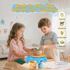Pottery Wheel for Kids– Complete DIY Pottery Painting Kit for Ages 8-12 Beginners with 4 Air-Dry Clay Packs and Tools, Arts & Crafts Supplies Toys Birthday Gift for Boys Girls 6+ Years Old (Blue)