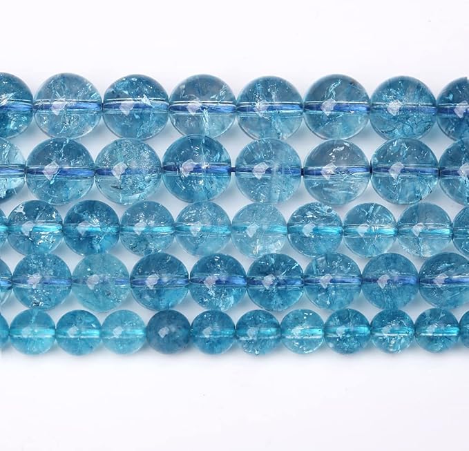 120pcs 6mm Blue Topaz Crystal Quartz Natural Stone Round Loose Beads for Jewelry Making DIY Bracelet Necklace Earrings 32" 2 Strands