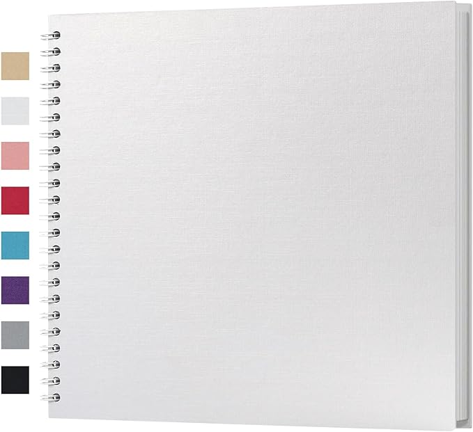 potricher 12 x 12 Inch DIY Scrapbook Album 40 Pages Hardcover Kraft Paper Scrap Book Photo Albums Memory Book for Wedding and Anniversary Family (White, 12 Inch)