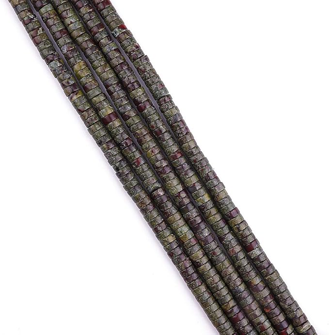 Natural Dragon Blood Jasper Spacer Beads Caps Loose Semi Gemstone for Beading Jewelry Making 6mmx3mm 38cm