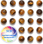 NCB 100pcs Original Natural Stone Beads Gemstone Round Loose Beads 6mm 8mm 10mm (Yellow Tiger's Eye, 10mm 100Beads)