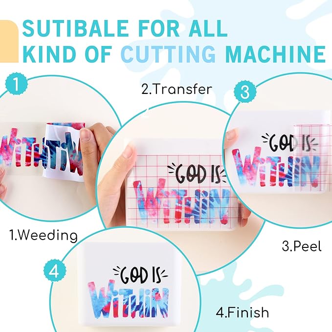 Tintnut Tie Dye Permanent Vinyl Roll - 12 inch x 5ft, Seamless Blue Red Adhesive Vinyl, Interesting Swirl Pattern Self Sticker Water Proofing for Home Decor