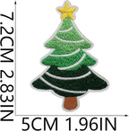 Christmas Tree Iron on Patches 12Pcs Chenille Embroidery Sew on Stickers Applique for DIY Crafts T Shirt Clothing Jackets Backpacks Jeans Party Decorations Accessories