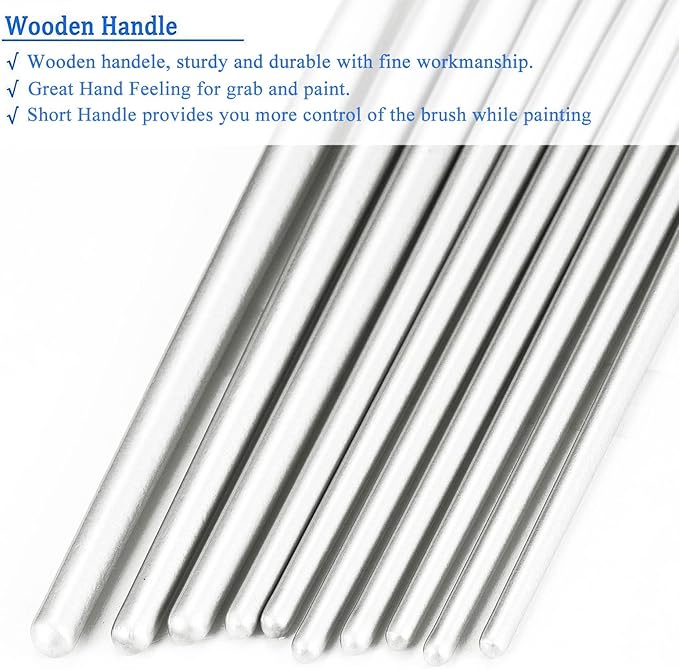 BOSOBO Paint Brushes Set, 6 Pack 60 Pcs Round Pointed Tip Paintbrushes Nylon Hair Artist Acrylic Paint Brushes for Acrylic Oil Watercolor, Face Nail Art, Miniature Detailing & Rock Painting, White