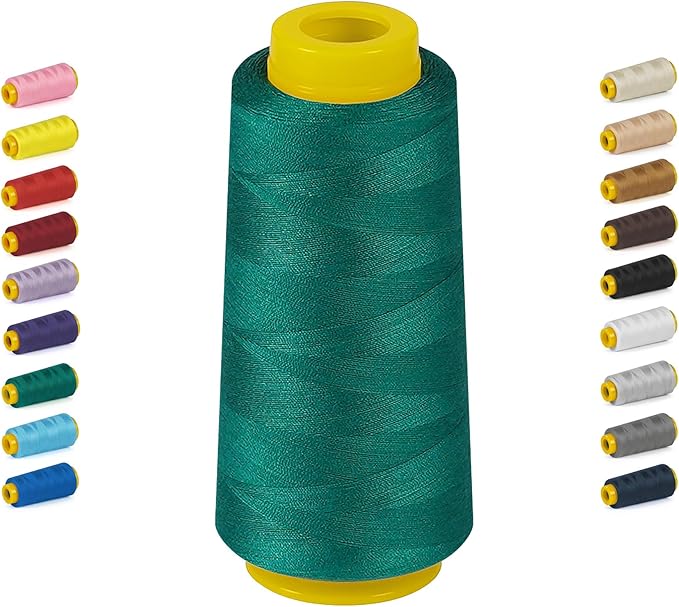 1800 Yards Green Thread Sewing, All Purpose Thread for Sewing, Serger Thread Cones, PolyesterThread 40s/2 for Serger&Overlock, Quilting, Piecing, Sewing Machine