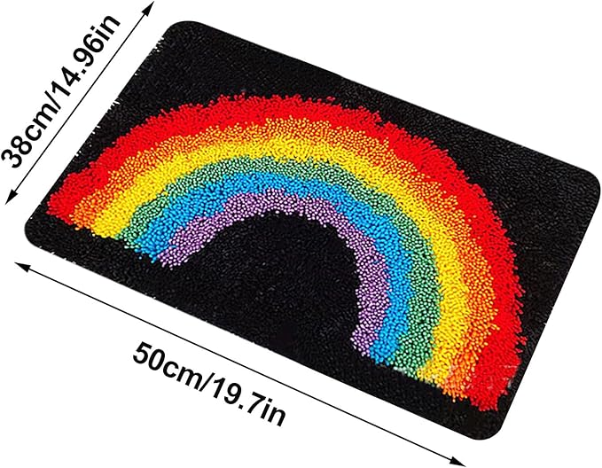 kingsea Latch Hook Kit for Adults, DIY Crochet Yarn Rug with Pattern Printed Latch Hook Rug Kit for Teen, Latch Hook Kit for Beginners, Rainbow, 20" x 13"