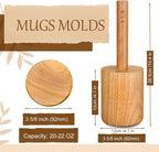 Baderke Rubberwood Ceramic Mug Mold, 3 5/8'' x 3.625'' x 3.625'', 20-22 oz, Reusable, Ideal for Home Use