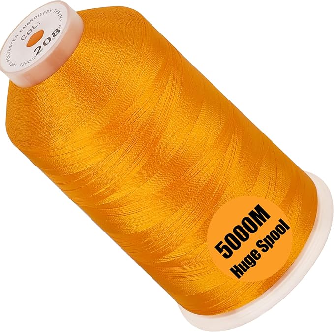 New brothread - Single Huge Spool 5000M Each Polyester Embroidery Machine Thread 40WT for Commercial and Domestic Machines - Orange